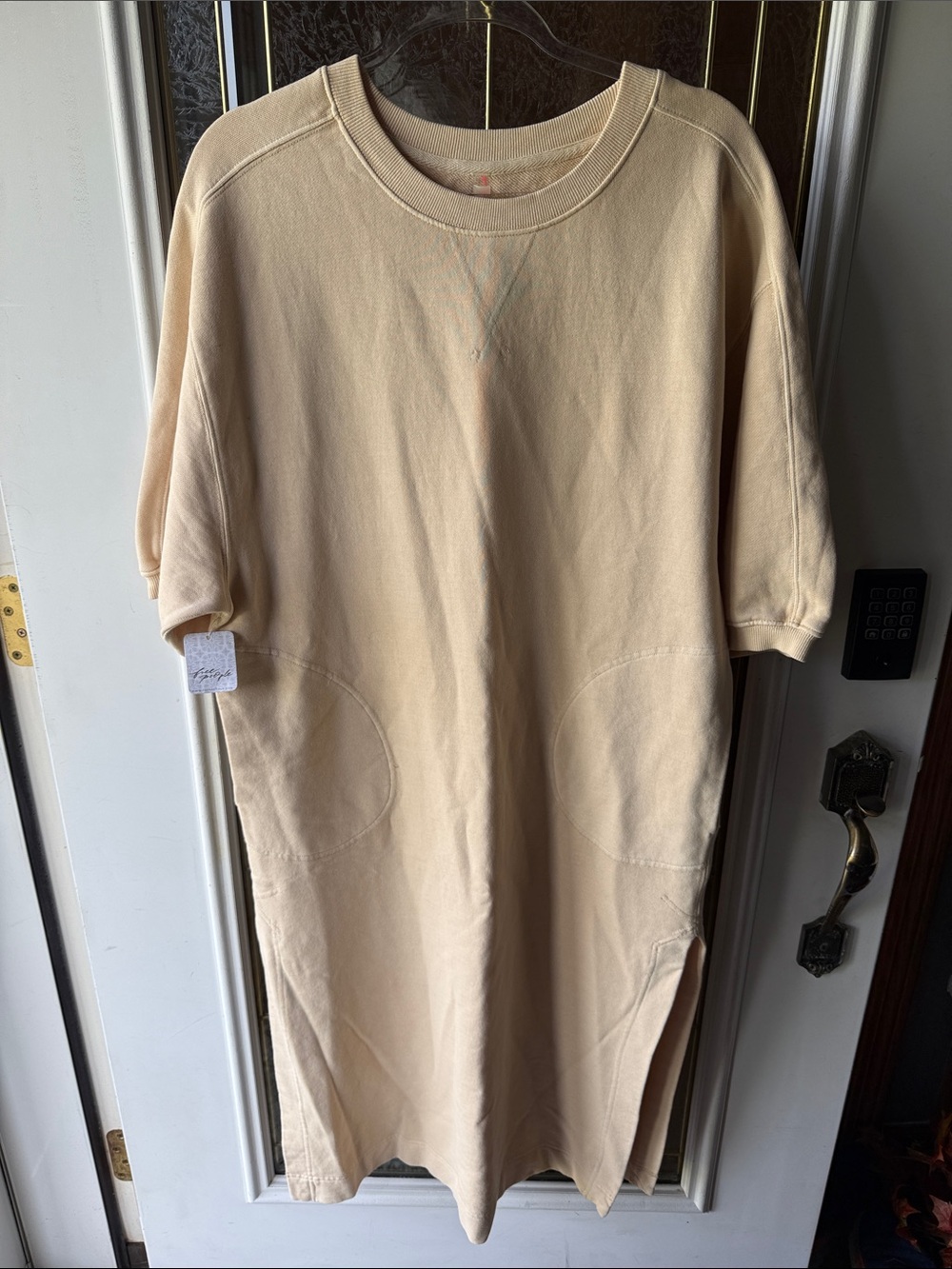 Free People GAME PLAN Cream Short-Sleeve Tunic Dress